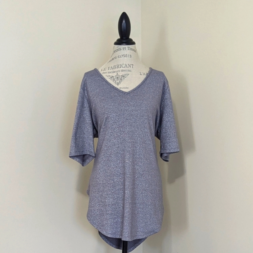 Torrid grey/silver V-neck sparkle tunic